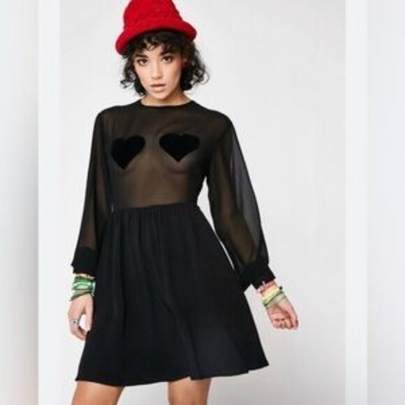 Lazy Oaf Dresses & Skirts - Lazy Oaf Flock Heart Dress M/L